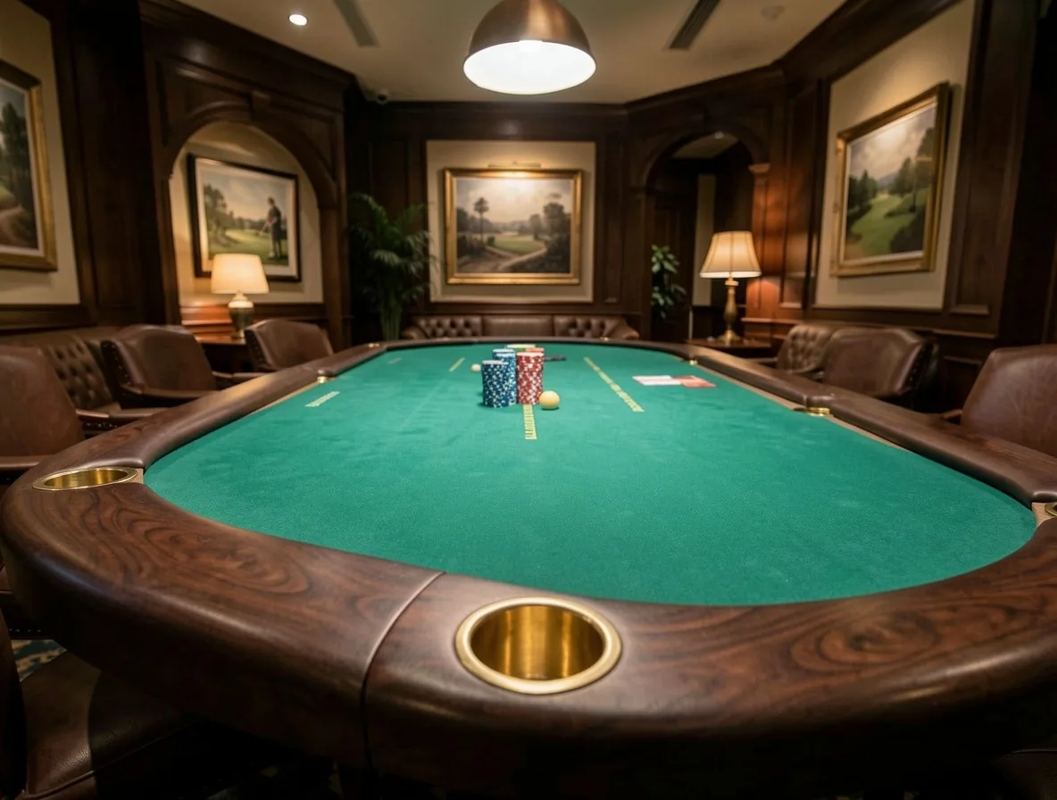 Poker table with premium felt in the Hobart lounge